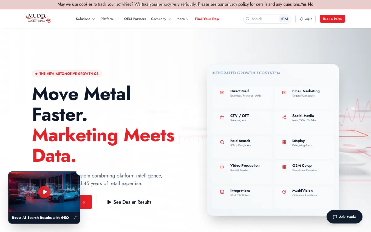 Mudd Advertising homepage, captured September 28, 2026